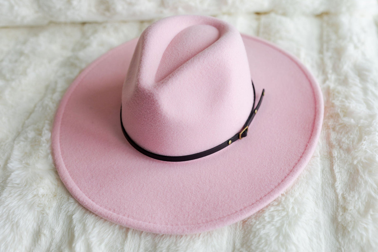 Wide Brim Felt Hat - Blush Pink