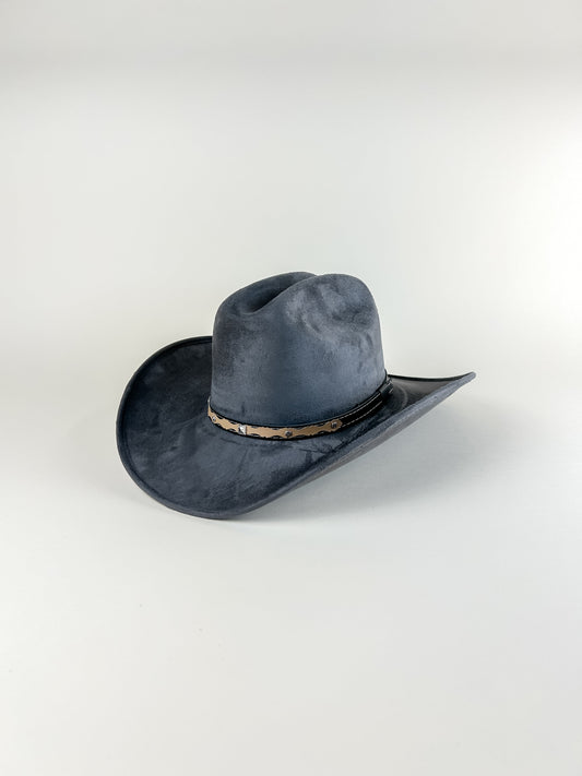 Texana Vegan Suede Cowboy Hat - Charcoal