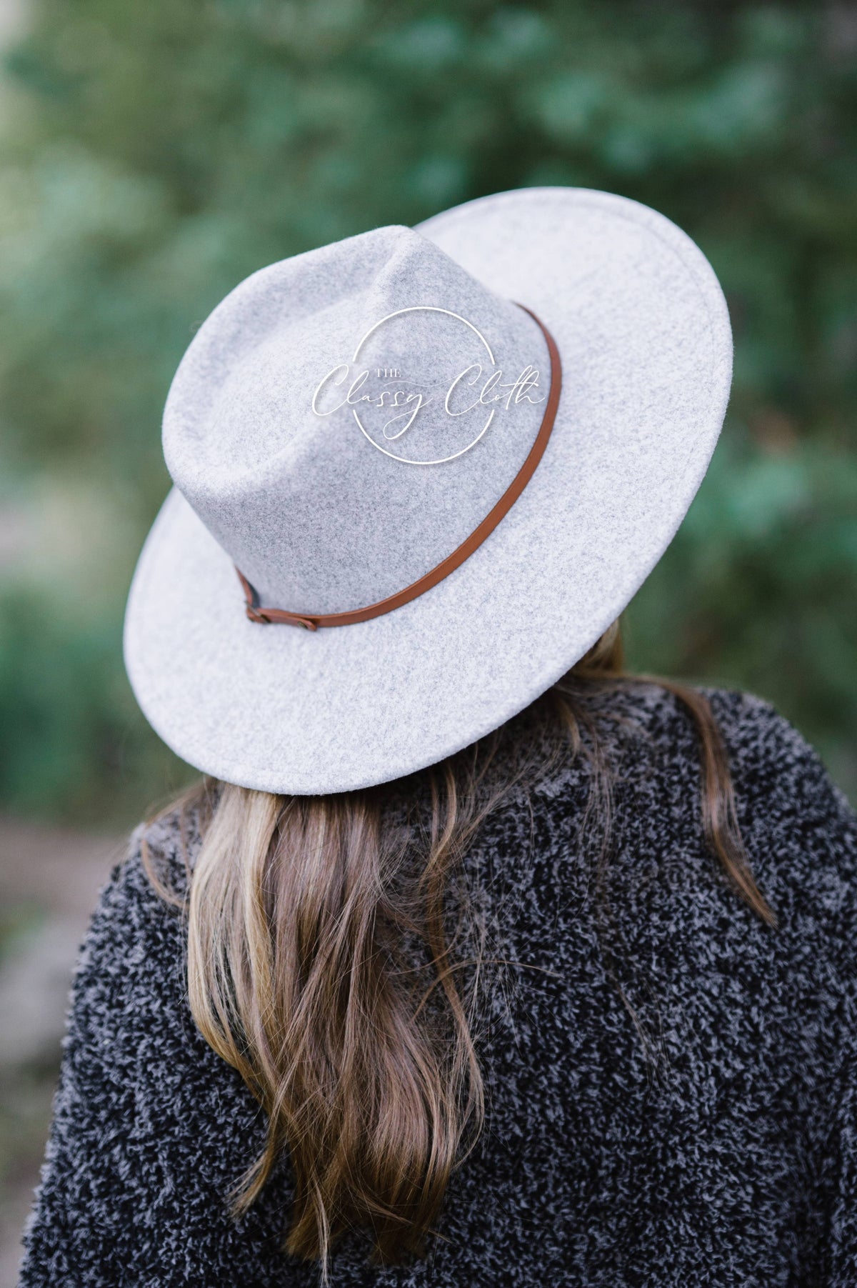 Wool Blend Wide Brim Western Hat - Grey