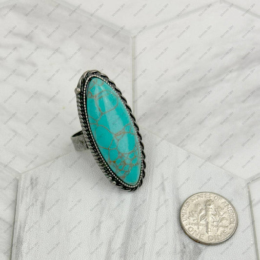 Blue Oval Adjustable Ring
