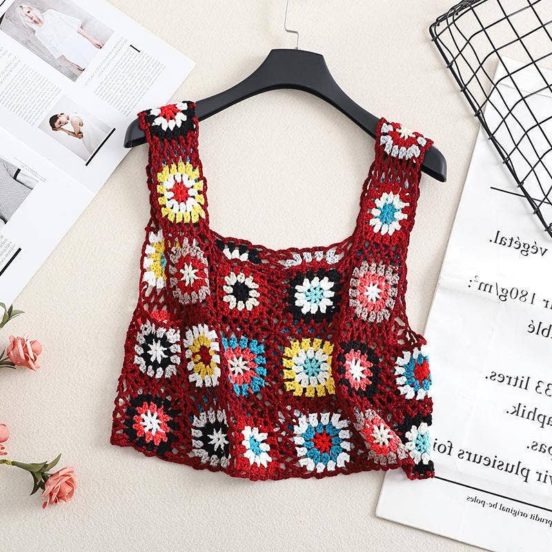 Women's Summer Embroidered Crochet Knit Tank Top