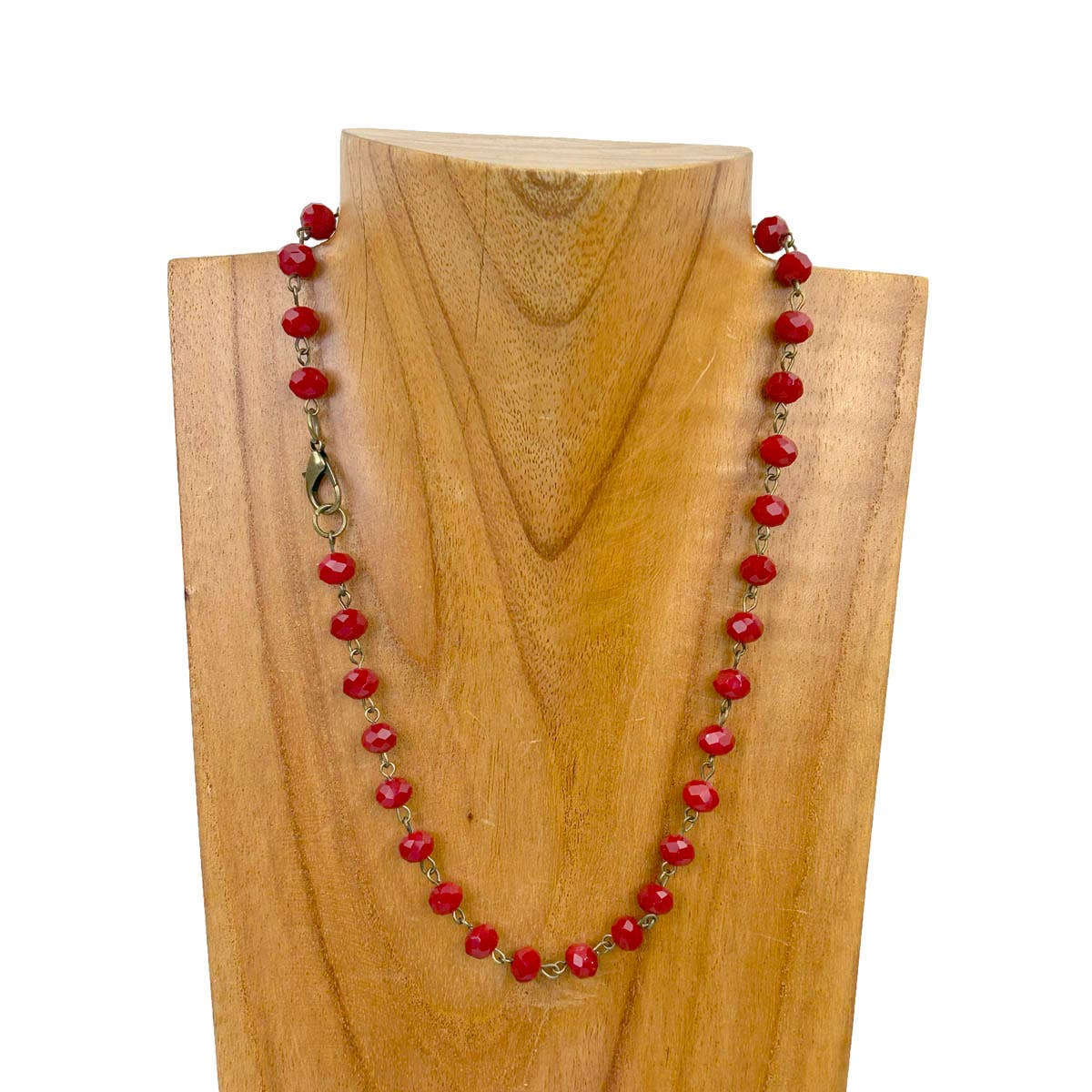 Multiple Color Choices - Faceted Crystal Beads on Copper-Tone Chain