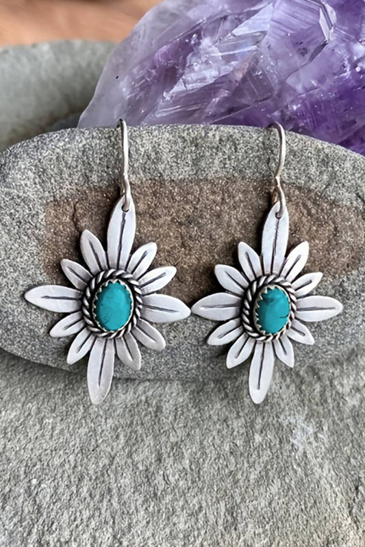 Western Turquoise Flower Earrings