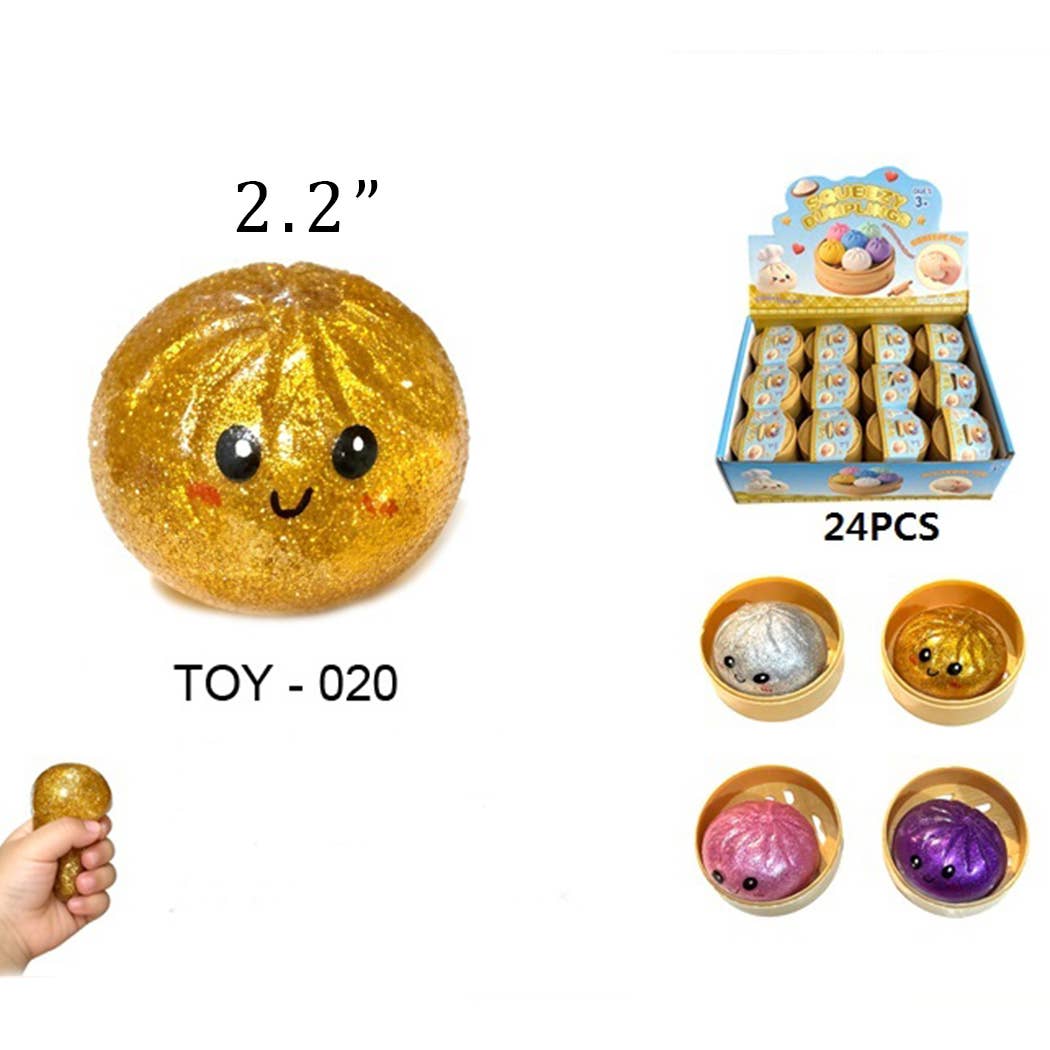 Mini Glittered Dumpling Squishy with Steamer