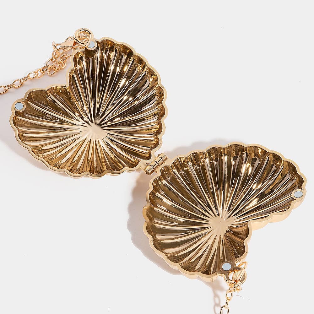 Metallic Shining Heart Clutch Coin Purse