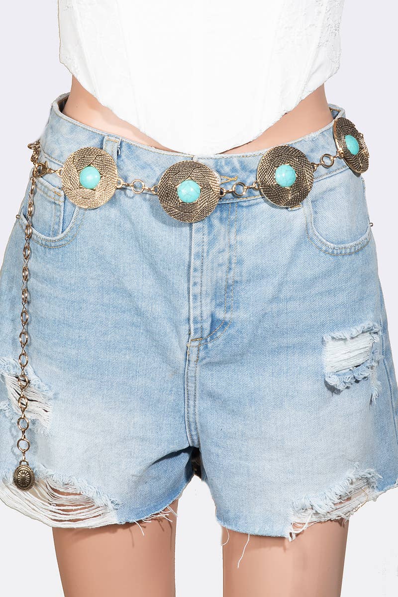 Textured Disc Concho Chain Belt