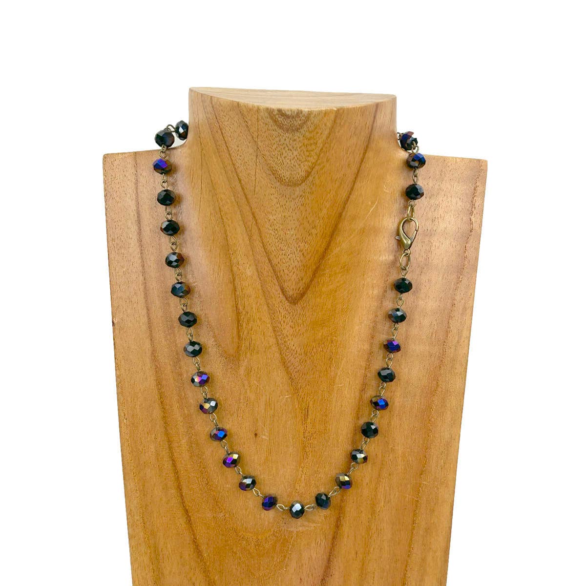 Multiple Color Choices - Faceted Crystal Beads on Copper-Tone Chain