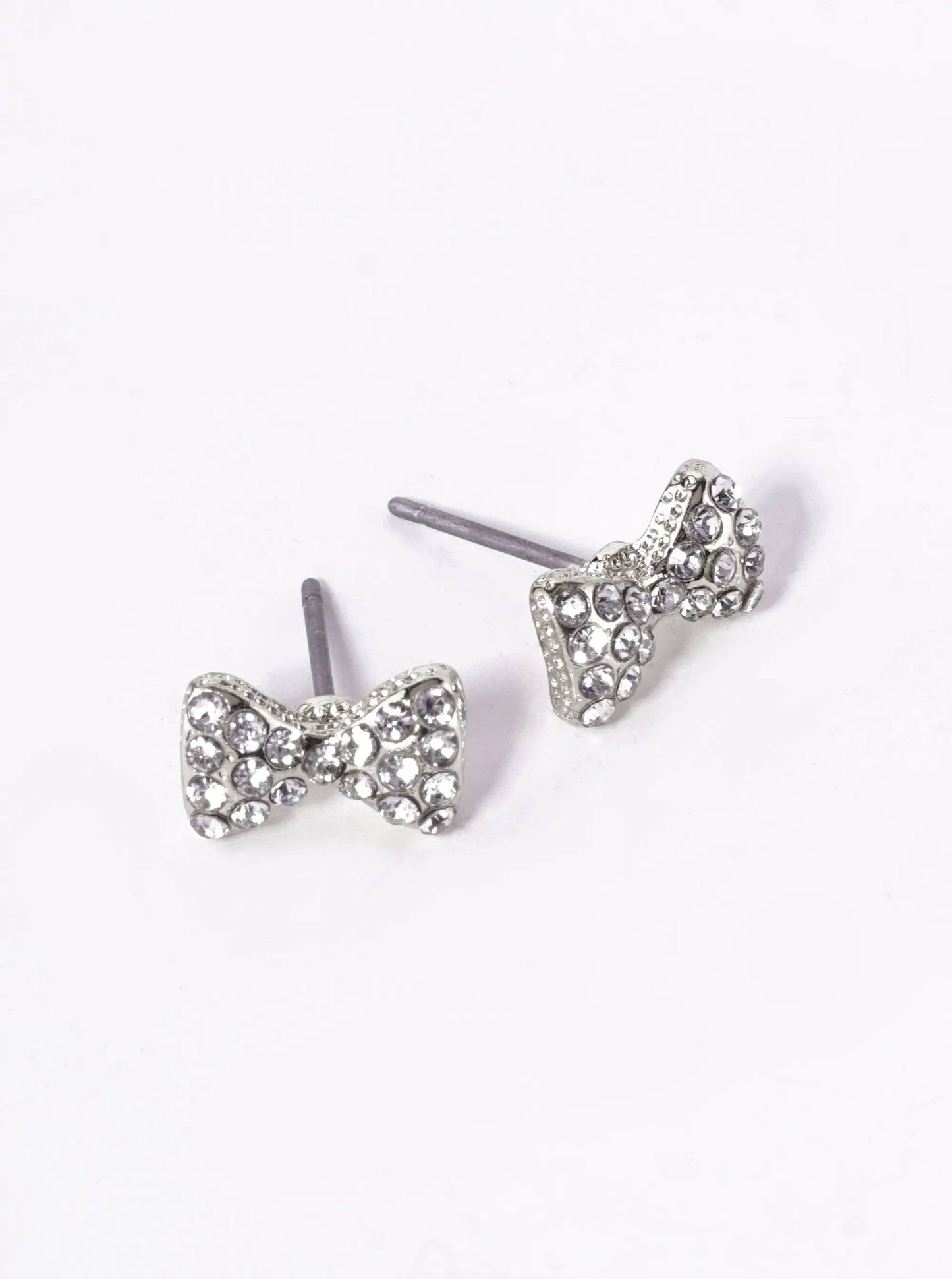Pearl Beaded 6mm Ribbon Bow Stud Earrings