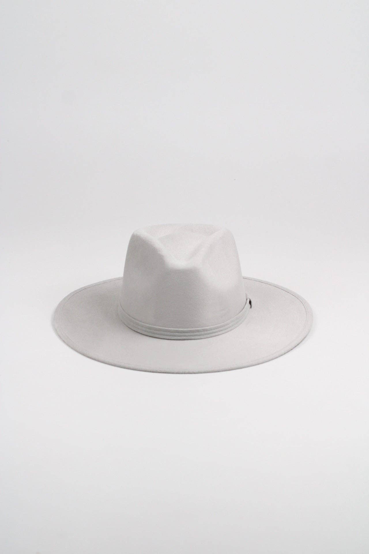 Vegan Suede Rancher Hat - Light Grey