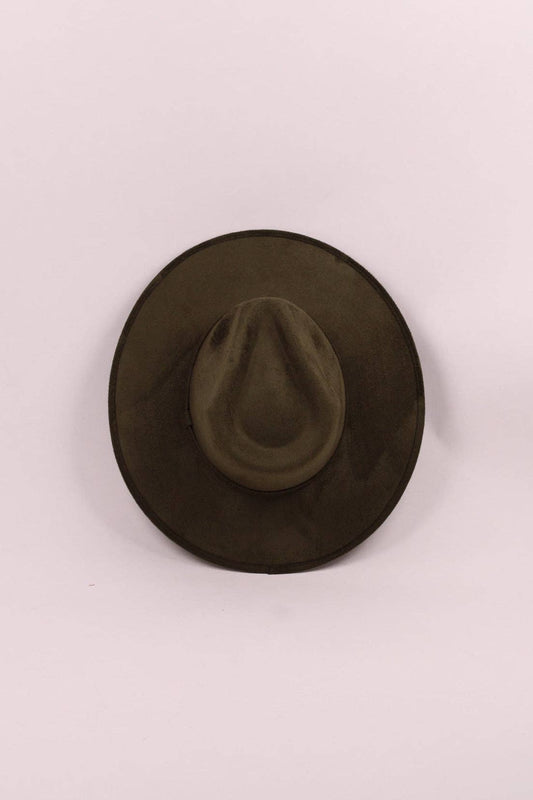 Vegan Suede Rancher Hat - Olive Green