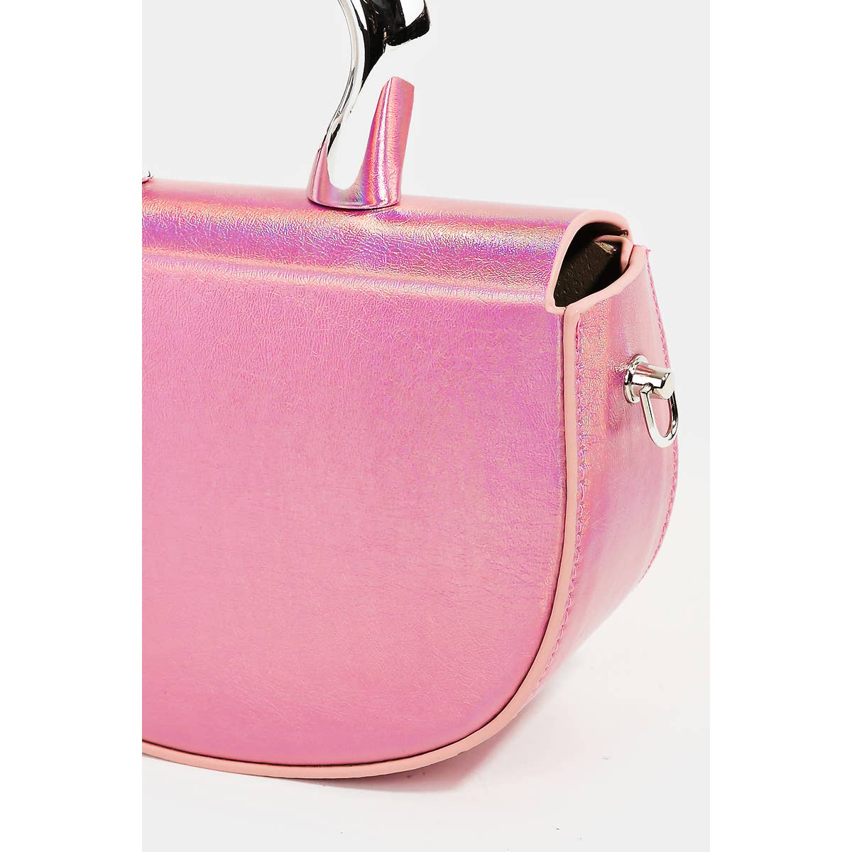 Glossy Semi-Circle Top Handle Bag