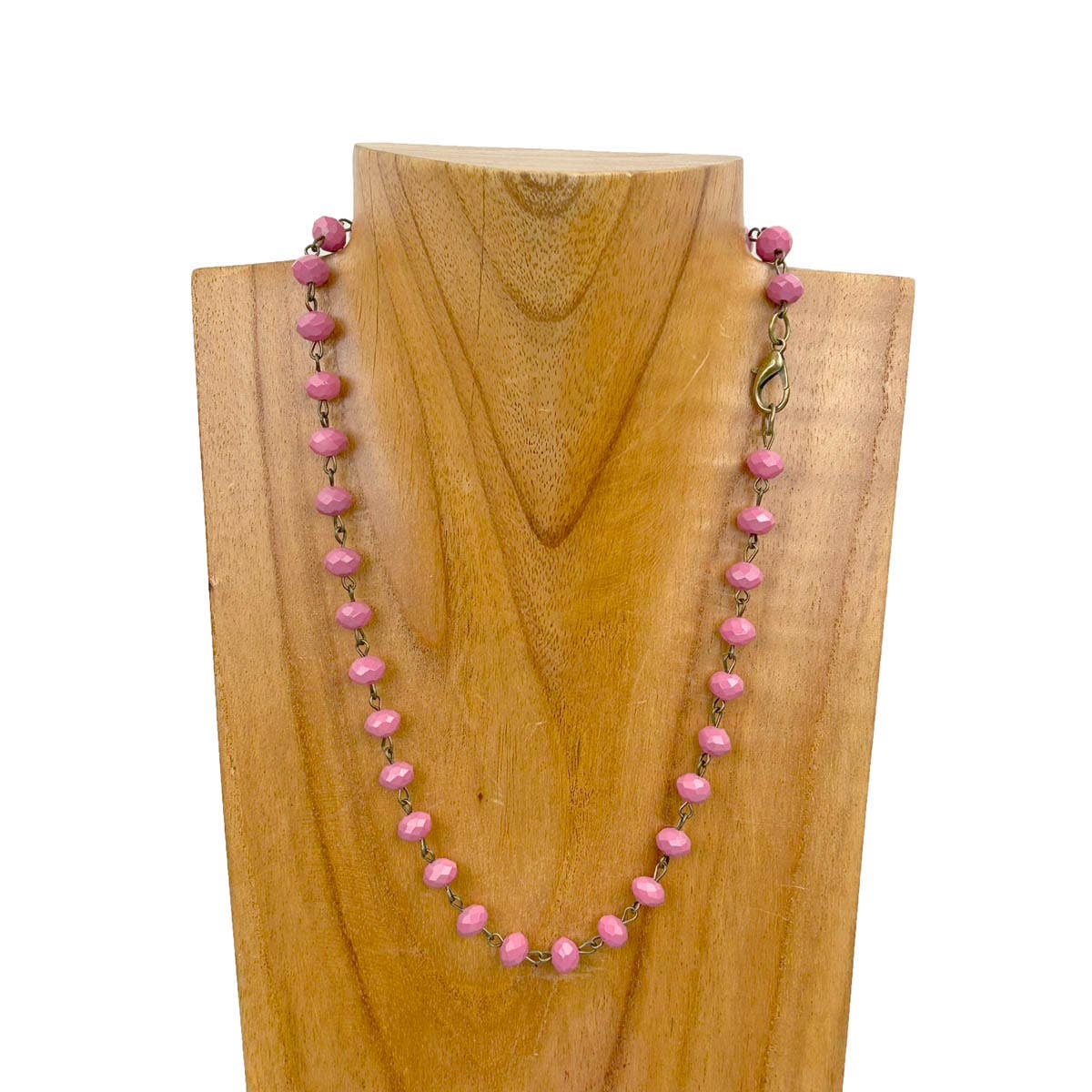 Multiple Color Choices - Faceted Crystal Beads on Copper-Tone Chain