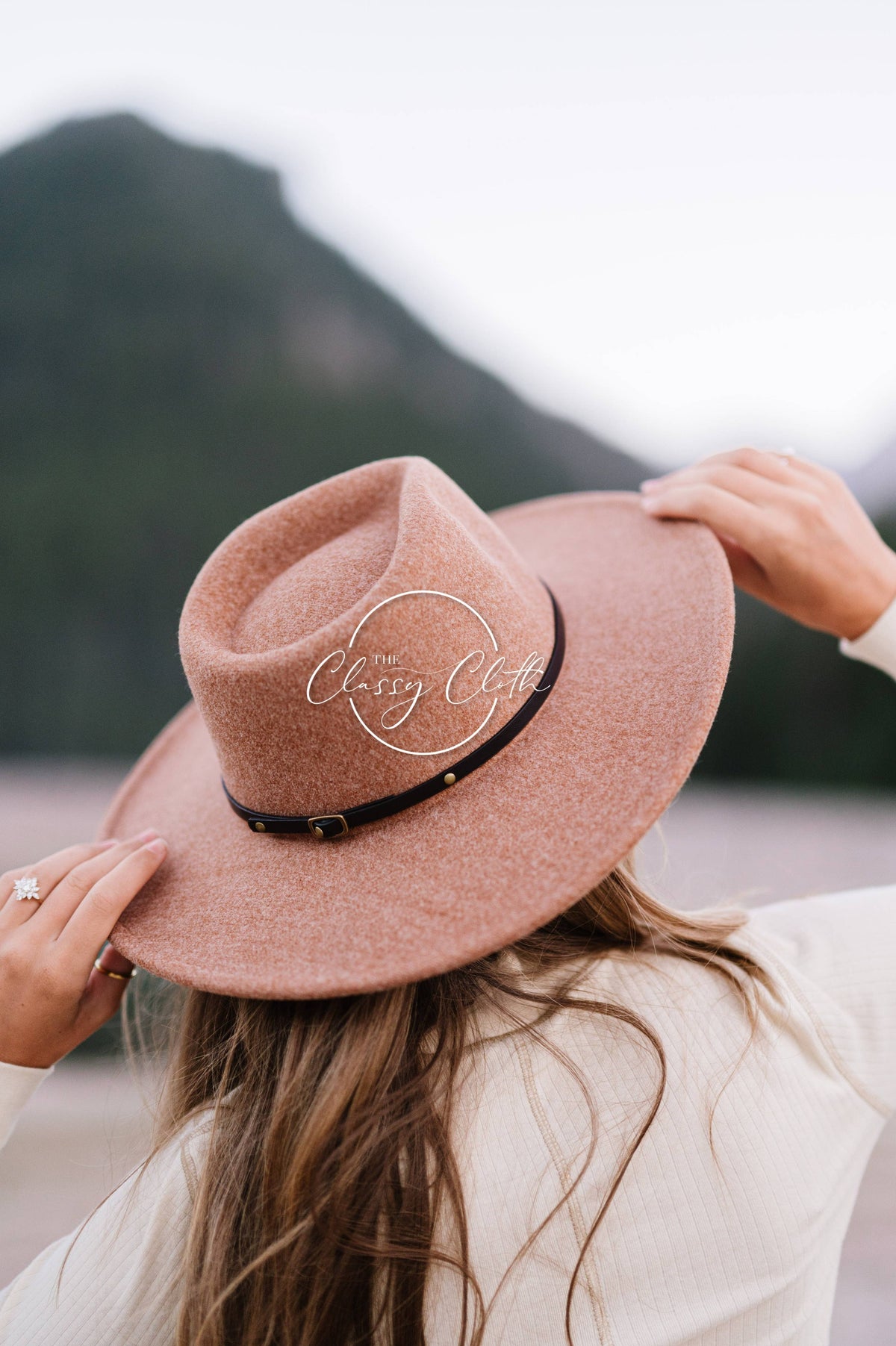 Wool Blend Wide Brim Western Hat - Camel