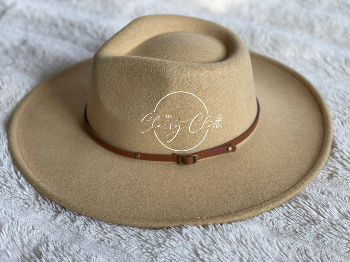Wool Blend Wide Brim Western Hat - Mustard Rancher
