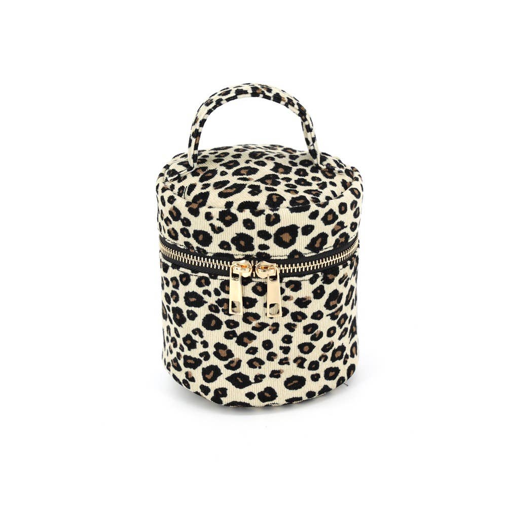 Leopard Corduroy Round Bag