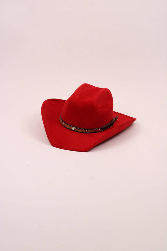 Kids Vegan Suede Austin Hat - Lipstick Red