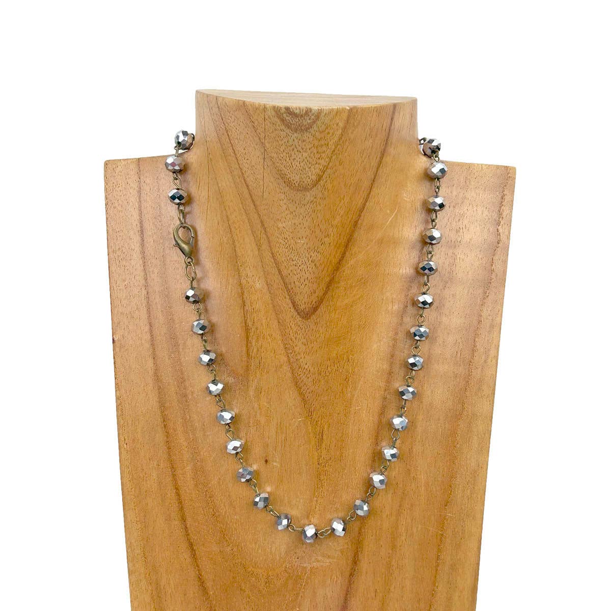 Face Cut Crystal Bead Necklace (Colors: Blue Laser, Green Laser, Brown, Green)