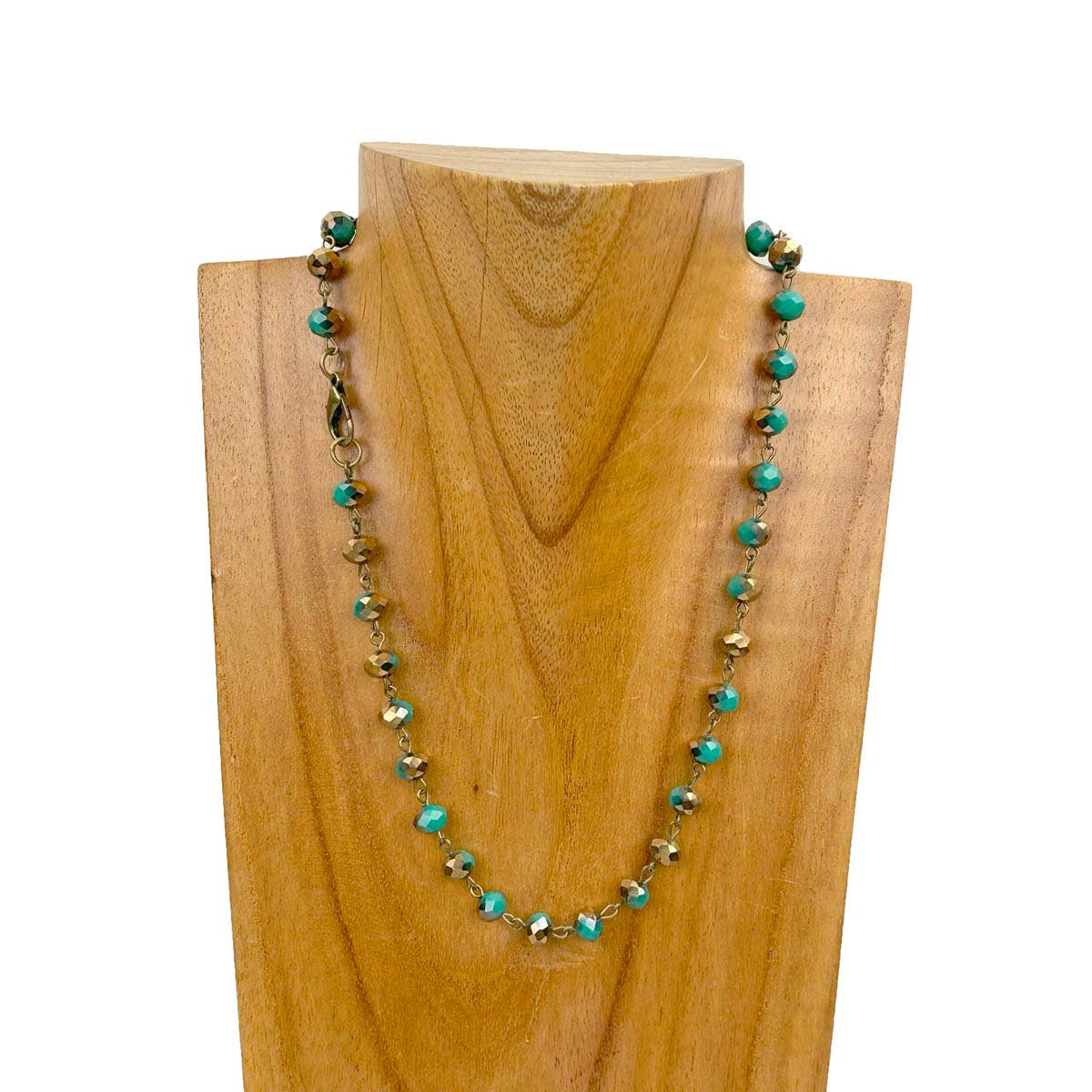 Face Cut Crystal Bead Necklace (Colors: Blue Laser, Green Laser, Brown, Green)