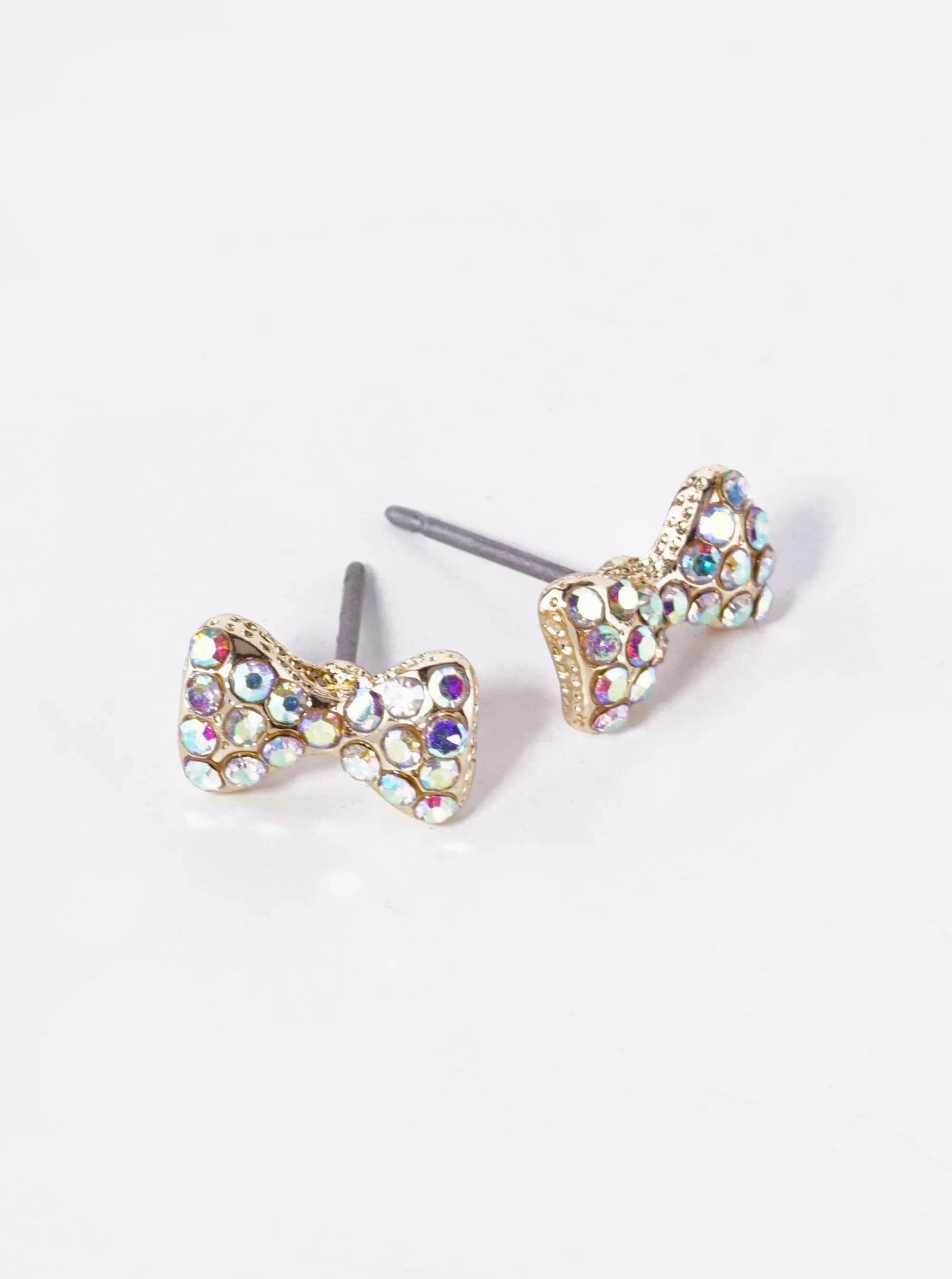 Pearl Beaded 6mm Ribbon Bow Stud Earrings