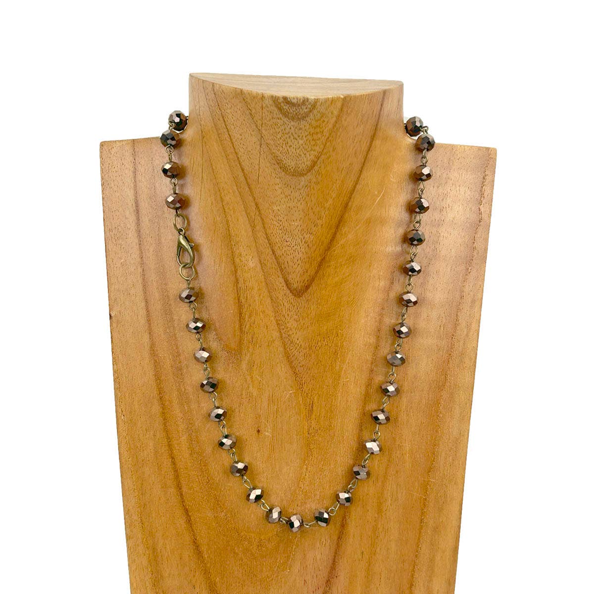 Multiple Color Choices - Faceted Crystal Beads on Copper-Tone Chain