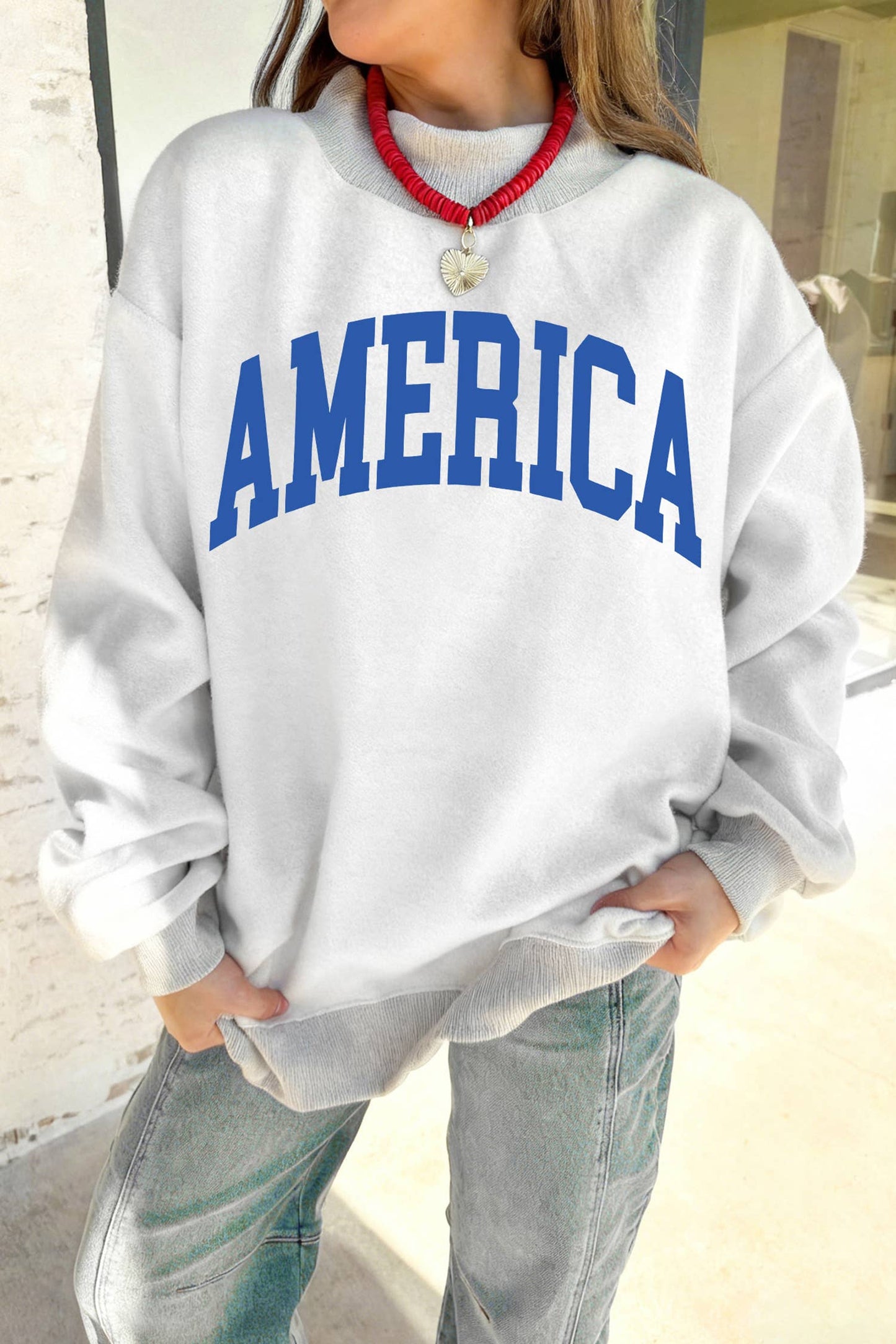 America/USA Reversable Mock Neck Sweatshirt
