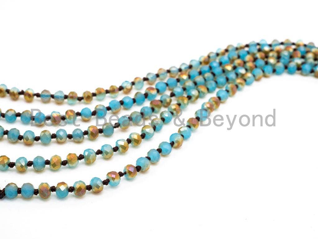 Crystal Necklace 36" Strand - Blue/Gold