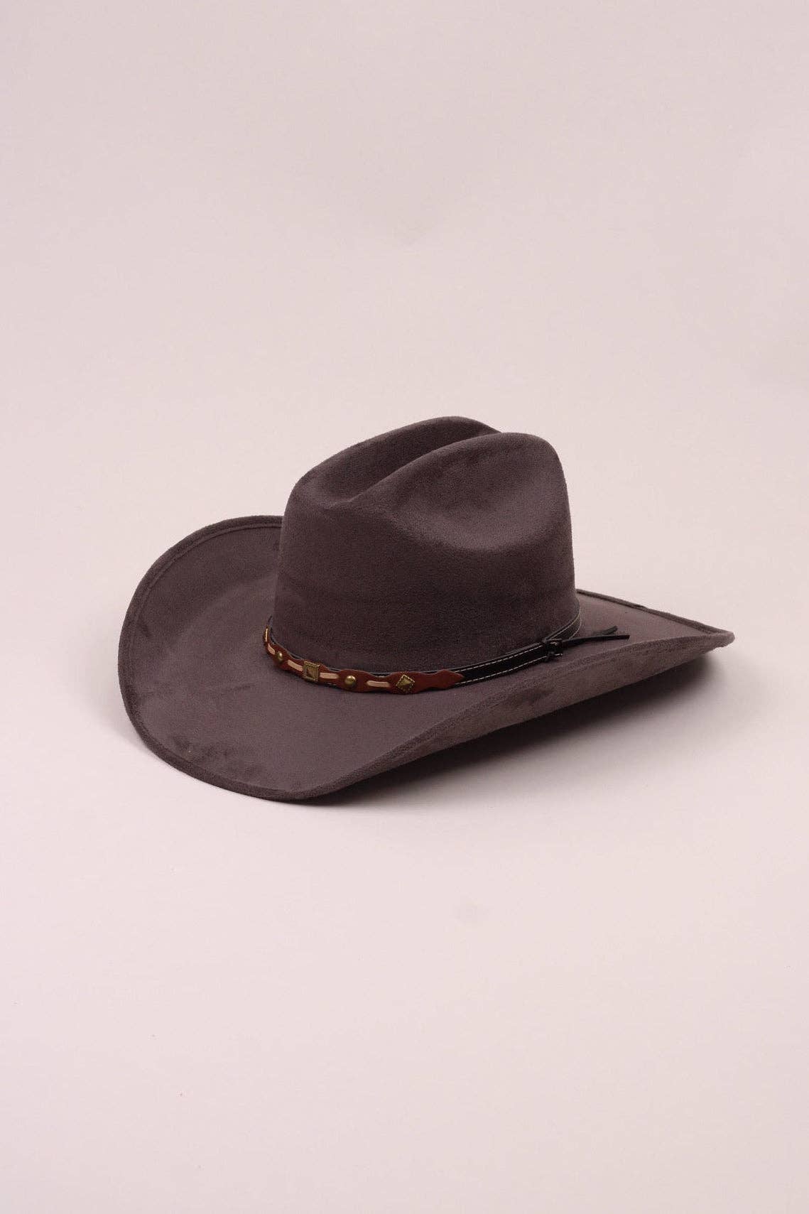 Texana Vegan Suede Cowboy Hat - Charcoal Large