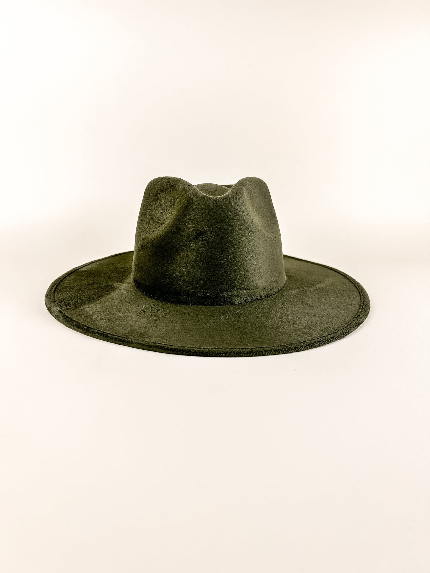 Vegan Suede Rancher Hat - Olive Green