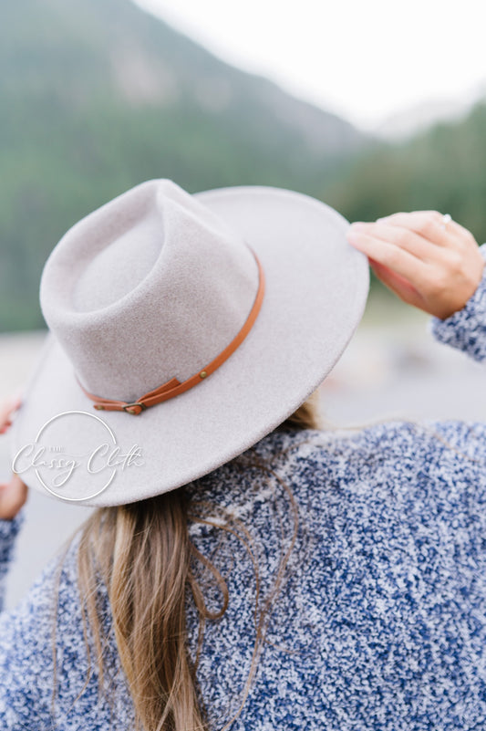 Wool Blend Wide Brim Hat - Light Tan (Oat)