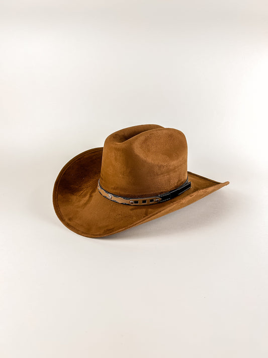 Texana Vegan Suede Cowboy Hat - Caramel