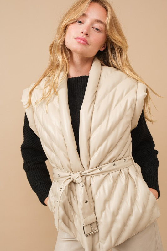 Beige Quilted Vest