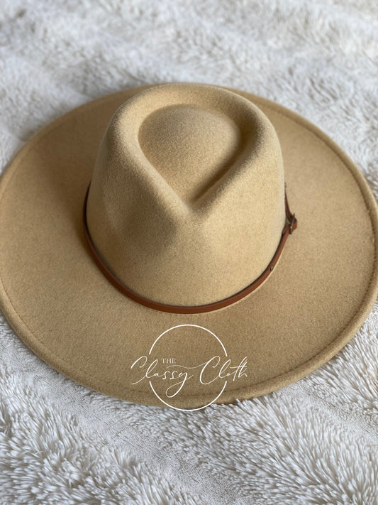 Wool Blend Wide Brim Hat - Mustard